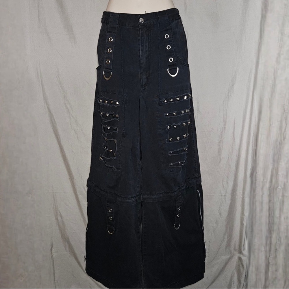 Black Distressed Maxi Skirt